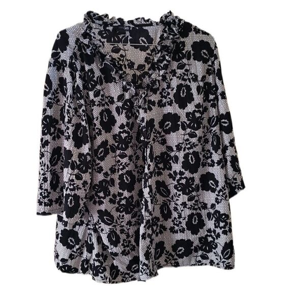 East 5th Floral 3/4 Sleeve Button Down Blouse - Picture 1 of 4